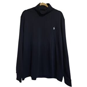 NWT Polo Ralph Lauren Navy Solid Jersey Cotton Turtleneck Mens Large Pullover